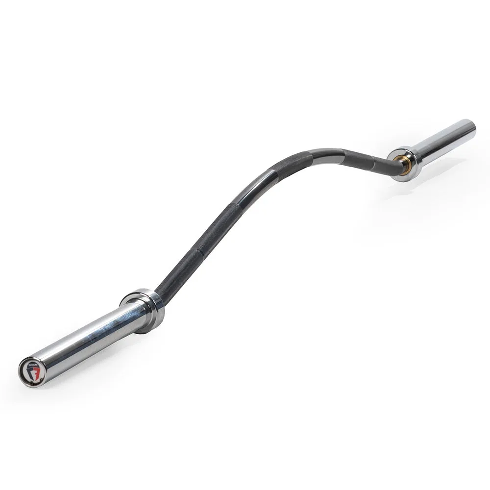 Titan Yukon buffalo bar with an arched black shaft and chrome sleeves on a white background